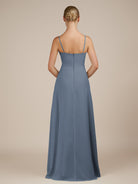 KissDress-Jovienne Neptune Sheath Scoop Neck Chiffon Long Bridesmaid Dress with Slit