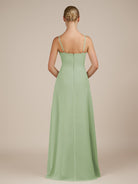 KissDress-Jovienne Sage Sheath Scoop Neck Chiffon Long Bridesmaid Dress with Slit