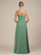 KissDress-Jovienne Sea Glass Sheath Scoop Neck Chiffon Long Bridesmaid Dress with Slit