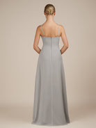 KissDress-Jovienne Silver Sheath Scoop Neck Chiffon Long Bridesmaid Dress with Slit