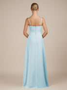 KissDress-Jovienne Sky Blue Sheath Scoop Neck Chiffon Long Bridesmaid Dress with Slit
