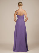 KissDress-Jovienne Tahiti Sheath Scoop Neck Chiffon Long Bridesmaid Dress with Slit