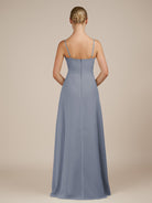 KissDress-Jovienne Twilight Sheath Scoop Neck Chiffon Long Bridesmaid Dress with Slit