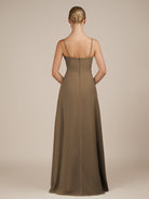 KissDress-Jovienne Willow Green Sheath Scoop Neck Chiffon Long Bridesmaid Dress with Slit