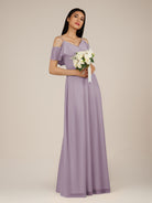 KissDress-Junessa Dusk A Line Off the Shoulder Chiffon Long Bridesmaid Dress with Ruffles