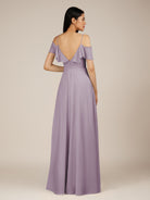 KissDress-Junessa Dusk A Line Off the Shoulder Chiffon Long Bridesmaid Dress with Ruffles