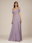 KissDress-Junessa Dusk A Line Off the Shoulder Chiffon Long Bridesmaid Dress with Ruffles