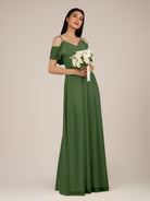 KissDress-Junessa Moss A Line Off the Shoulder Chiffon Long Bridesmaid Dress with Ruffles