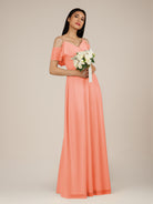 KissDress-Junessa Rosette A Line Off the Shoulder Chiffon Long Bridesmaid Dress with Ruffles