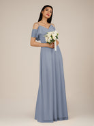 KissDress-Junessa Twilight A Line Off the Shoulder Chiffon Long Bridesmaid Dress with Ruffles