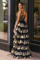 Kaira | Gold Off the Shoulder Sequin Long Prom Dress with Slit - KissProm