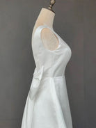 KissDress-Karelia  A-Line Satin V-Neck Short Wedding Dress with Large Bow