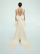 KissDress-Karelia  A-Line Satin V-Neck Short Wedding Dress with Large Bow
