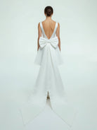 KissDress-Karelia  A-Line Satin V-Neck Short Wedding Dress with Large Bow