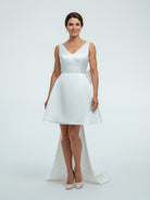 KissDress-Karelia  A-Line Satin V-Neck Short Wedding Dress with Large Bow