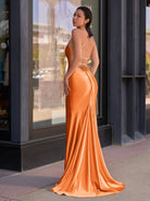 Kimia | Cute Mermaid Scoop Neck Satin Long Prom Dress - KissProm