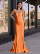 Kimia | Cute Mermaid Scoop Neck Satin Long Prom Dress - KissProm