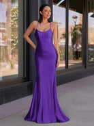 Kimia | Cute Mermaid Scoop Neck Satin Long Prom Dress - KissProm