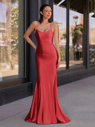Kimia | Cute Mermaid Scoop Neck Satin Long Prom Dress - KissProm