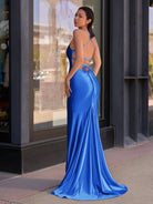 Kimia | Cute Mermaid Scoop Neck Satin Long Prom Dress - KissProm