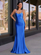 Kimia | Cute Mermaid Scoop Neck Satin Long Prom Dress - KissProm