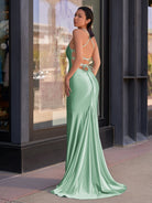 Kimia | Cute Mermaid Scoop Neck Satin Long Prom Dress - KissProm