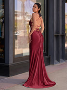 Kimia | Cute Mermaid Scoop Neck Satin Long Prom Dress - KissProm