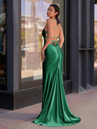 Kimia | Cute Mermaid Scoop Neck Satin Long Prom Dress - KissProm