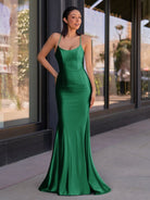 Kimia | Cute Mermaid Scoop Neck Satin Long Prom Dress - KissProm
