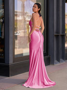 Kimia | Cute Mermaid Scoop Neck Satin Long Prom Dress - KissProm