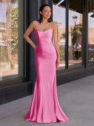 Kimia | Cute Mermaid Scoop Neck Satin Long Prom Dress - KissProm