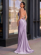Kimia | Cute Mermaid Scoop Neck Satin Long Prom Dress - KissProm