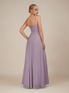 KissDress-Lavatera Dusk A Line Chiffon V Neck Long Bridesmaid Dress with Ruffles