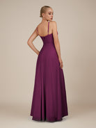 KissDress-Lavatera Fig A Line Chiffon V Neck Long Bridesmaid Dress with Ruffles