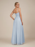 KissDress-Lavatera Ice A Line Chiffon V Neck Long Bridesmaid Dress with Ruffles