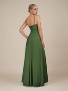 KissDress-Lavatera Moss A Line Chiffon V Neck Long Bridesmaid Dress with Ruffles