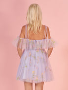 Lavender Off the Shoulder Corset Homecoming Dress with Ruffles - KissProm