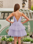 Layla | A - Line Deep V Neck Tiered Short Homecoming Dress - KissProm
