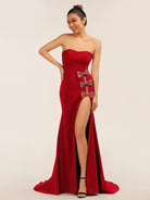 Lemus | Sweetheart Black Mermaid Prom Dress with Bow - KissProm