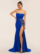 Lemus | Sweetheart Black Mermaid Prom Dress with Bow - KissProm