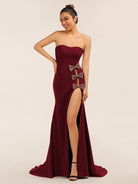 Lemus | Sweetheart Black Mermaid Prom Dress with Bow - KissProm