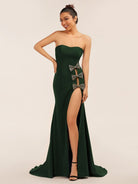 Lemus | Sweetheart Black Mermaid Prom Dress with Bow - KissProm