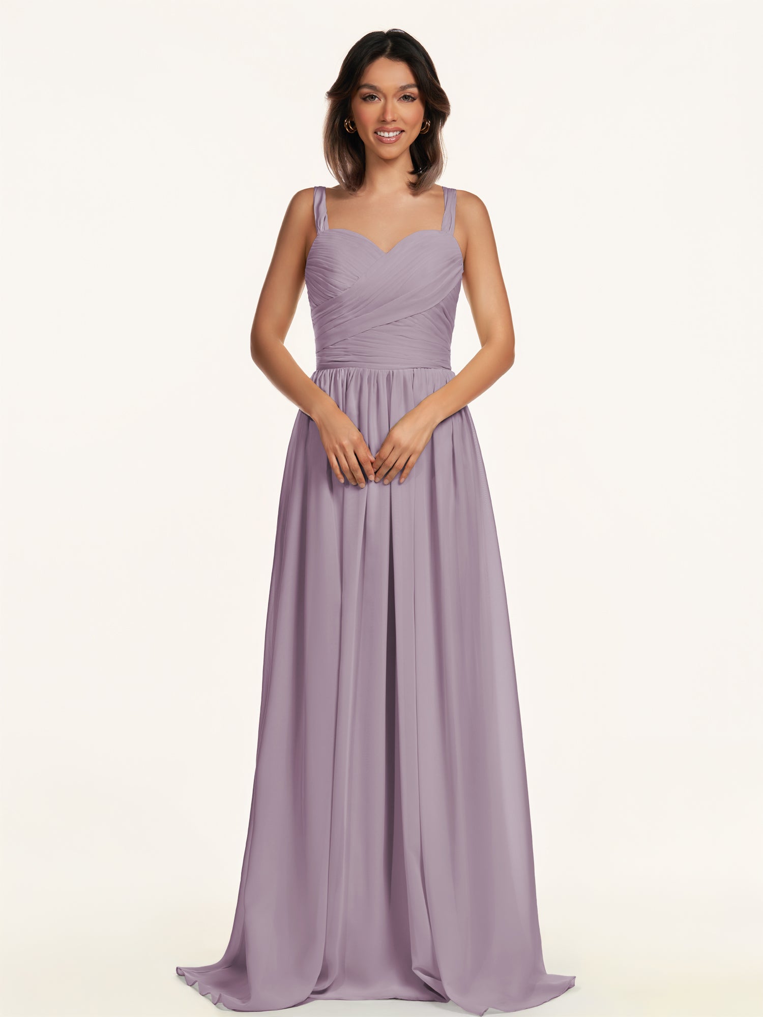 KissDress-Lia Dusk A Line Chiffon Off the Shoulder Long Bridesmaid Dress with Pleats