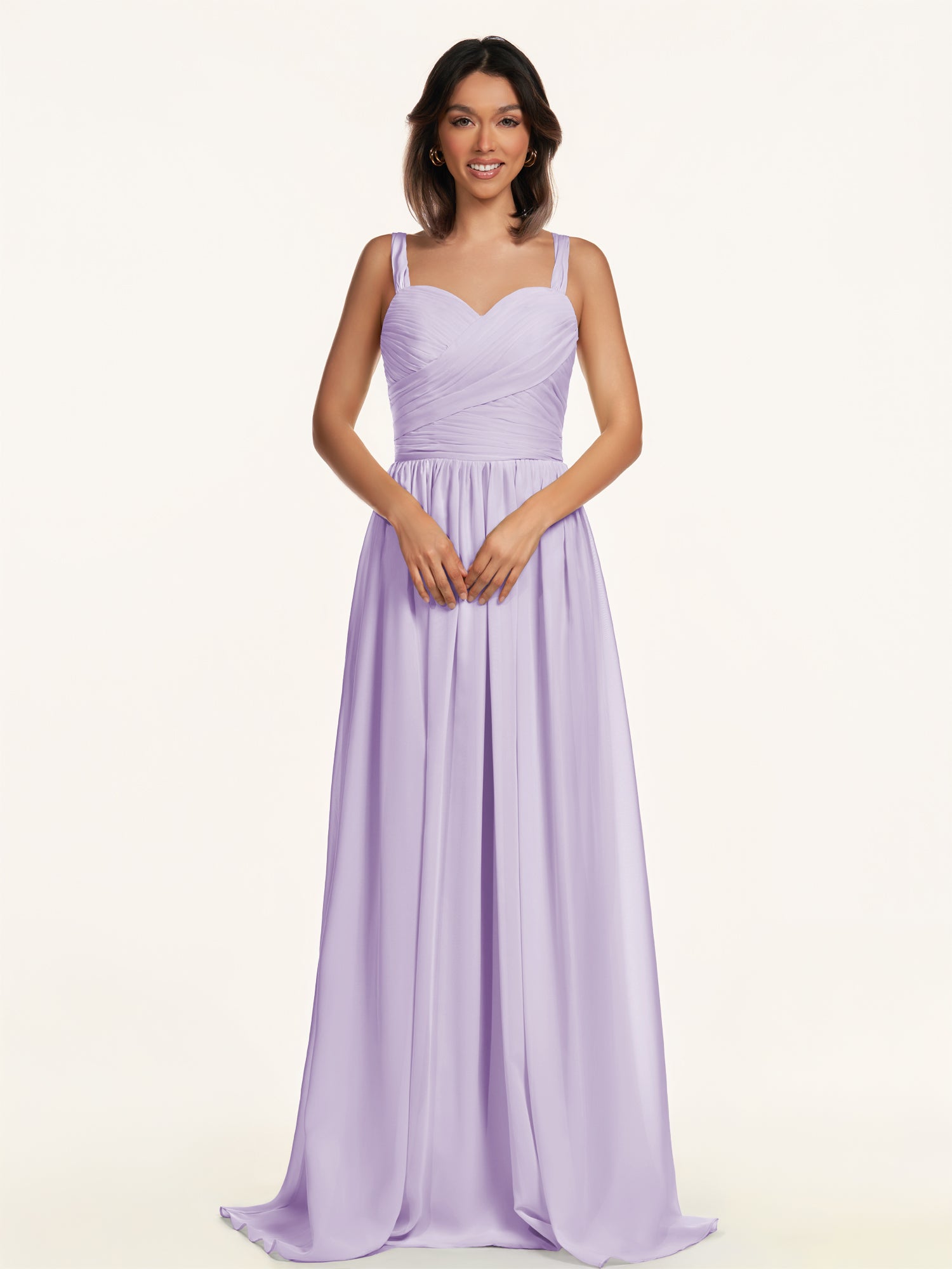 KissDress-Lia Lavender A Line Chiffon Off the Shoulder Long Bridesmaid Dress with Pleats