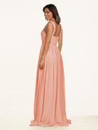 KissDress-Lia Rosette A Line Chiffon Off the Shoulder Long Bridesmaid Dress with Pleats