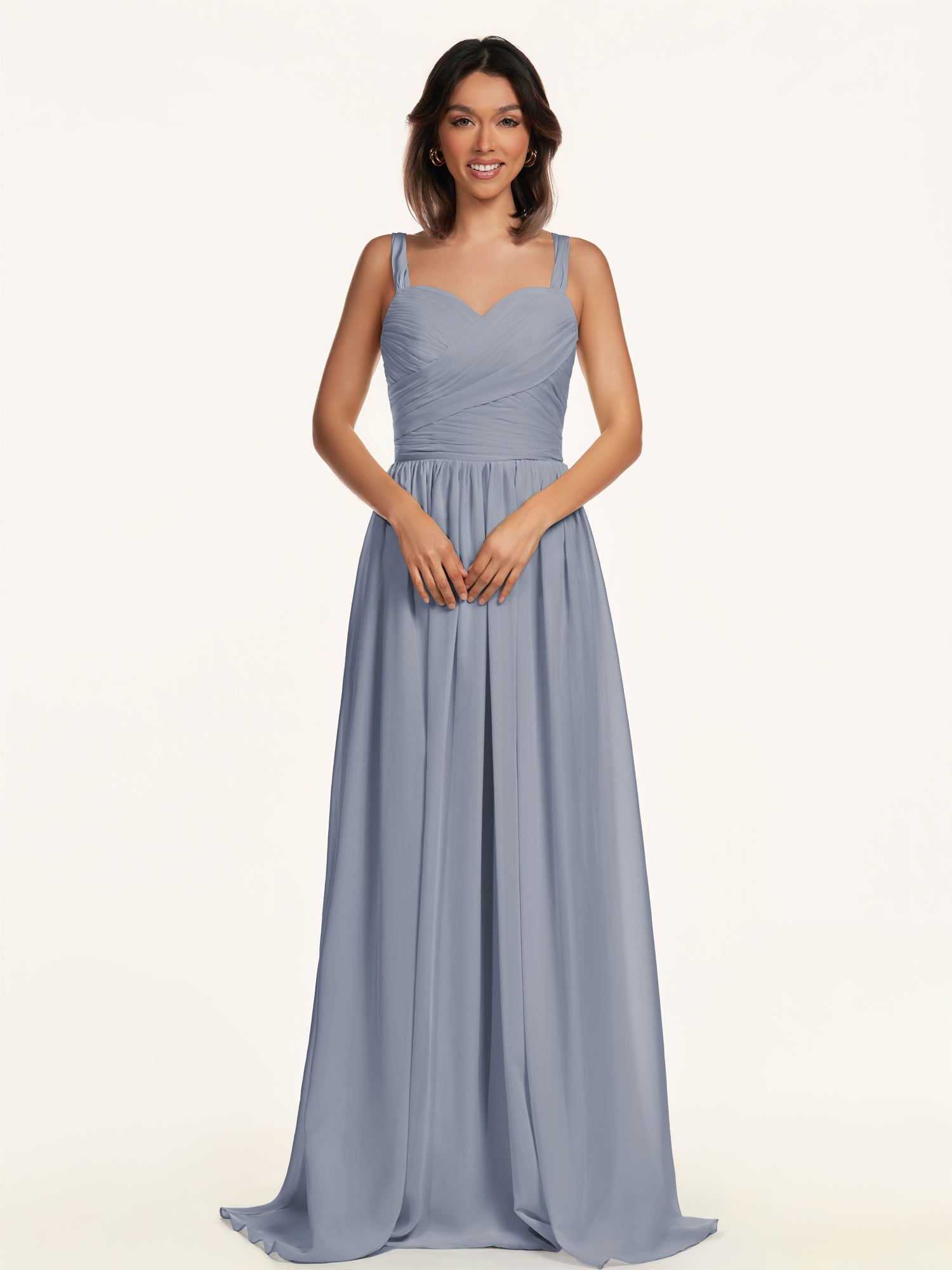 KissDress-Lia Twilight A Line Chiffon Off the Shoulder Long Bridesmaid Dress with Pleats