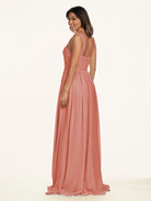 KissDress-Lia Wild Rose A Line Chiffon Off the Shoulder Long Bridesmaid Dress with Pleats
