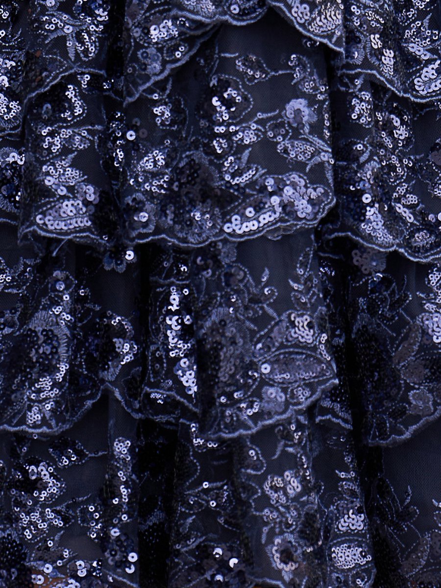 Oceane | Light Blue Rosette Sequin Baby Doll Short Party Dress - KissProm