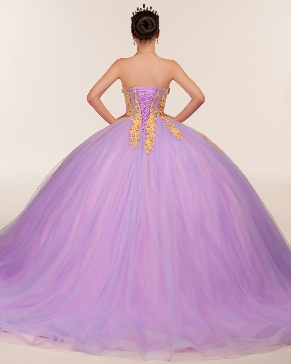Lilac Sweetheart Sleeveless Quinceanera Dresses with Appliques - KissProm