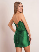 Linia|Sheath Royal Blue Strapless Corset Homecoming Dress - KissProm